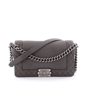 Chanel Reverso Boy Flap Bag Calfskin Old Medium Gray