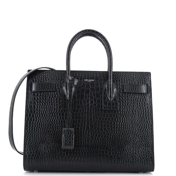 Saint Laurent Sac de Jour Bag Crocodile Embossed Leather Medium