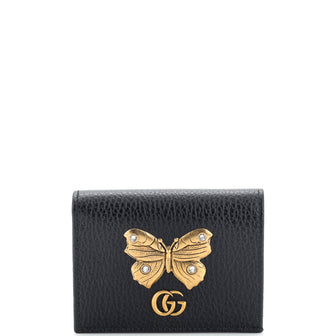 Gucci GG Marmont Flap Card Case Embellished Leather