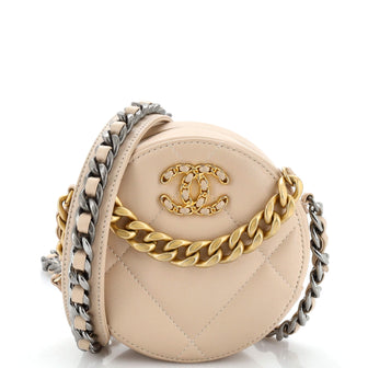 Chanel Chain Infinity Round Clutch with Chain Quilted Lambskin