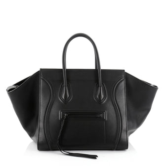 Celine Phantom Handbag Grainy Leather Medium Black 2352802