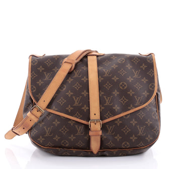 Louis Vuitton Saumur Handbag Monogram Canvas GM Brown 2353001