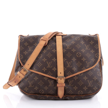 Louis Vuitton Saumur Handbag Monogram Canvas GM Brown 2353001
