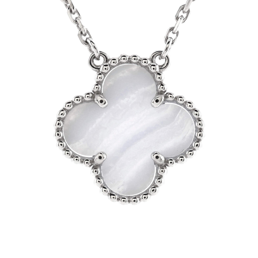 Van Cleef & Arpels Chalcedony White Gold Vintage Alhambra Pendant