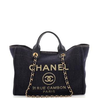 Chanel Deauville Tote Lurex Canvas Medium