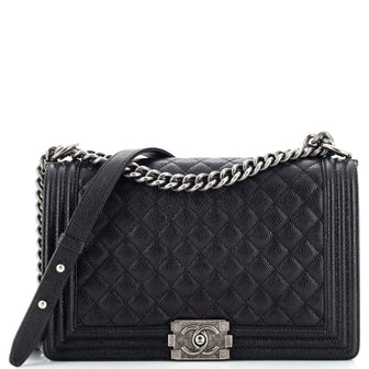 Chanel Boy Flap Bag Quilted Caviar New Medium Black 2353791
