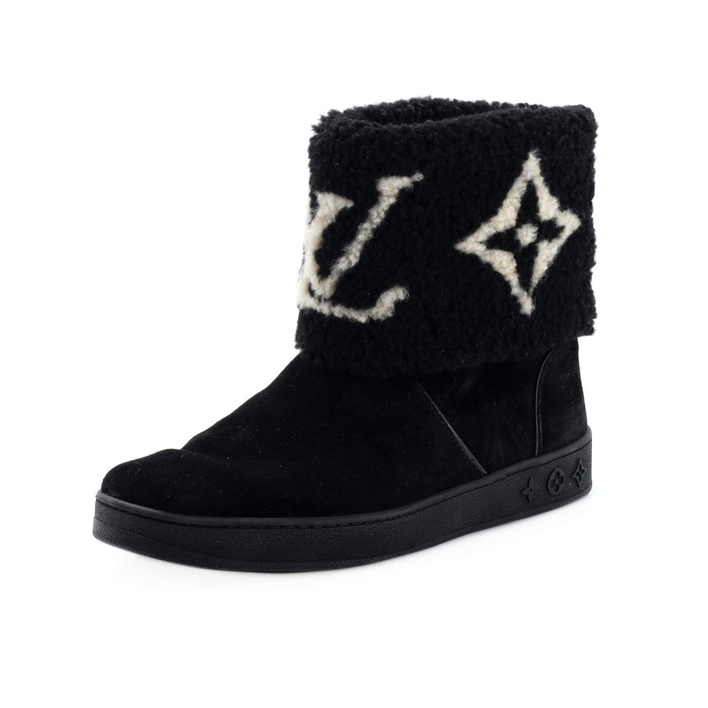 Louis Vuitton Women's Snowdrop Flat Ankle Boots Suede and Shearling Black  2353852