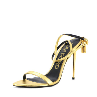 Tom Ford Women's Padlock Pointy Naked Heeled Sandals Leather 105