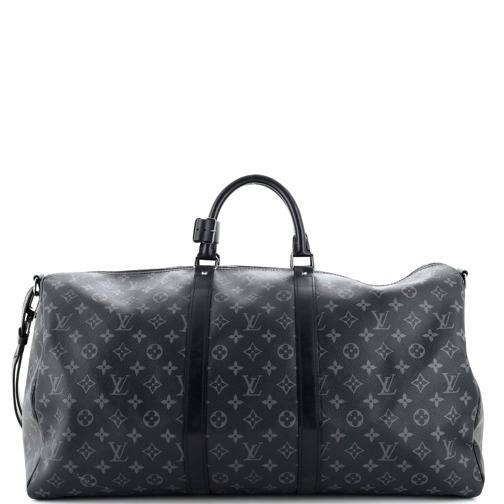louis vuitton bandouliere keepall 55 w lv lock / key luggage tag and black  strap