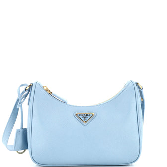 Prada Adjustable Handle Zip Hobo Saffiano Leather Mini