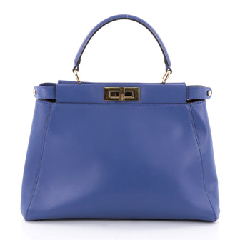 Fendi Peekaboo Handbag Leather Regular Blue 2355601