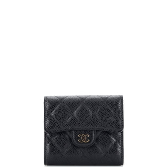 Chanel CC Compact Classic Flap Wallet Quilted Caviar