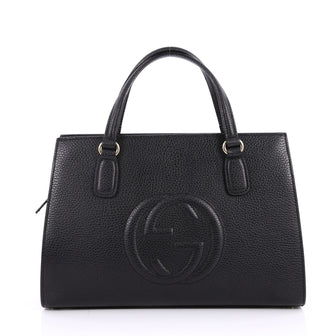 Gucci Soho Convertible Top Handle Satchel Leather Medium Black 2355901
