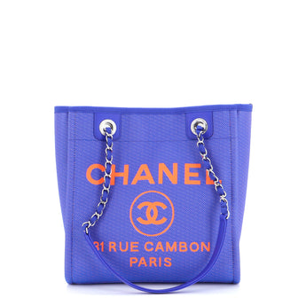 Chanel North South Deauville Tote Mixed Fibers Small Blue 2356371