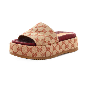 Gucci Women's Angelina Platform Slide Sandals GG Canvas