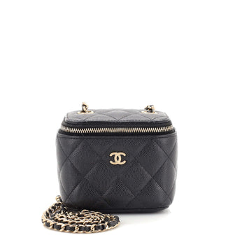 Chanel Classic Vanity Case with Chain Quilted Caviar Mini Black