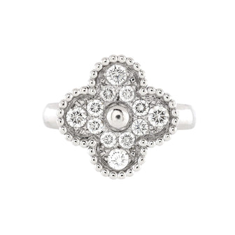 Van Cleef & Arpels Vintage Alhambra Ring 18K White Gold and Diamonds