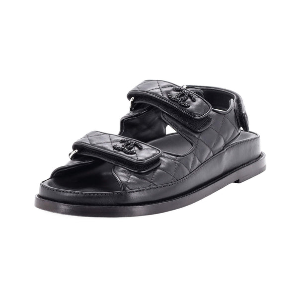 Women's Velcro Dad Sandals Quilted Leather