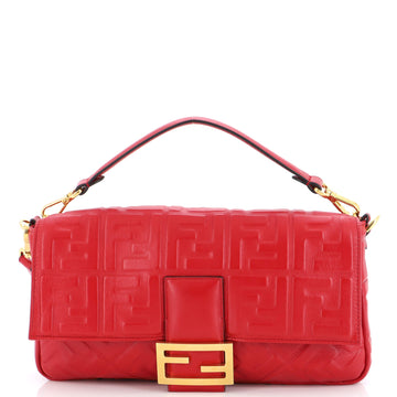 Fendi Baguette NM Bag Zucca Embossed Leather Large