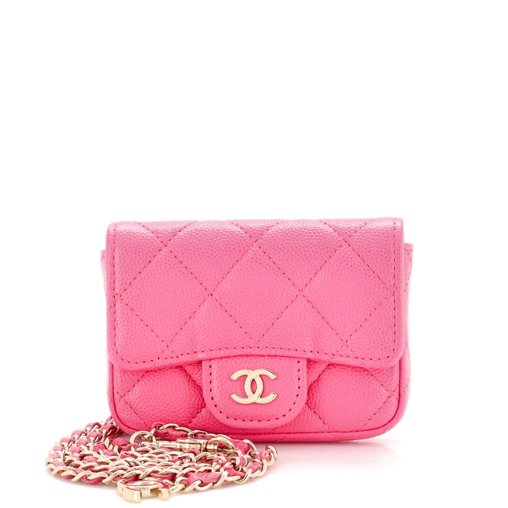 Chanel Classic Flap Chain Belt Bag Quilted Caviar Mini Pink 2357511