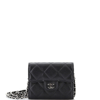 Chanel Classic Flap Card Holder on Chain Quilted Caviar Mini Black 2357512
