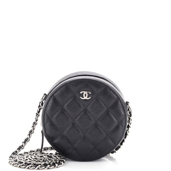 Chanel Round Clutch with Chain Quilted Caviar Mini