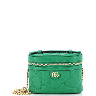 Gucci Top Handle Vanity Chain Bag GG Embossed Matelasse Leather Mini