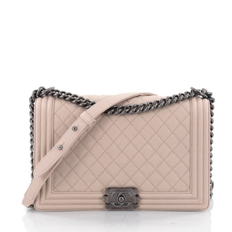 Chanel Boy Flap Bag Quilted Caviar New Medium Neutral