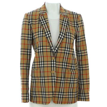 Burberry Women's Button Up Blazer Vintage Check Wool