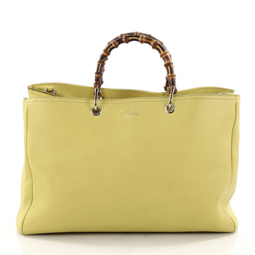 Gucci Bamboo Shopper Tote Leather Large Green 2358401