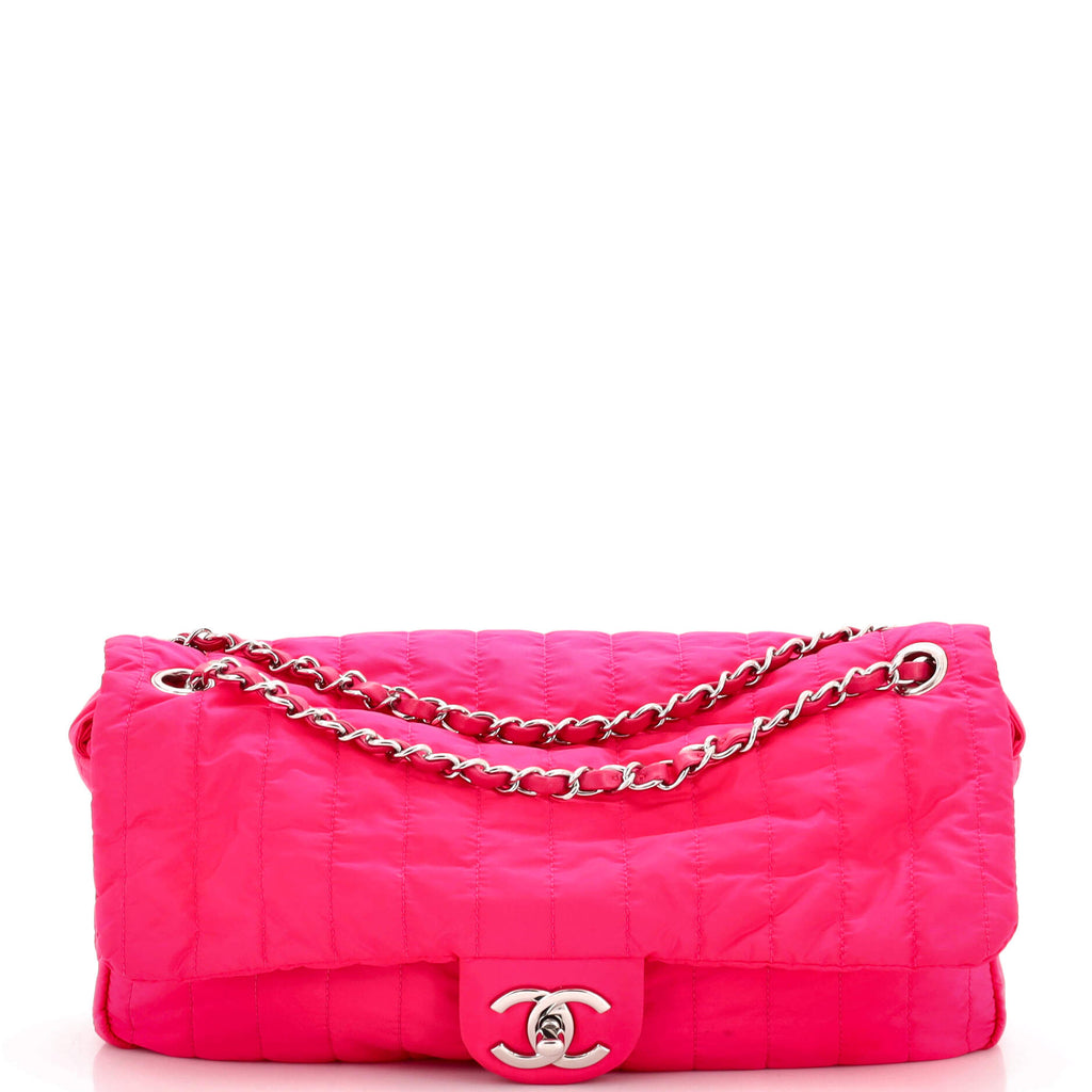 Chanel Soft Shell Flap Bag Vertical Quilted Nylon Jumbo Pink 2358731