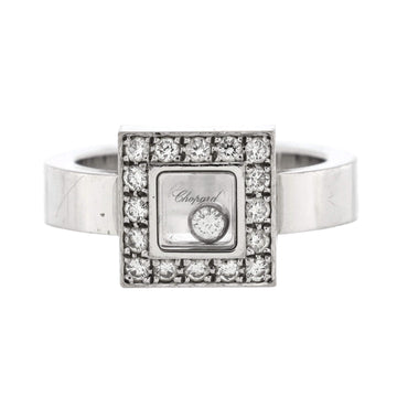 Chopard Happy Diamonds Icons Square Ring 18K White Gold with Diamonds and 1 Floating Diamond