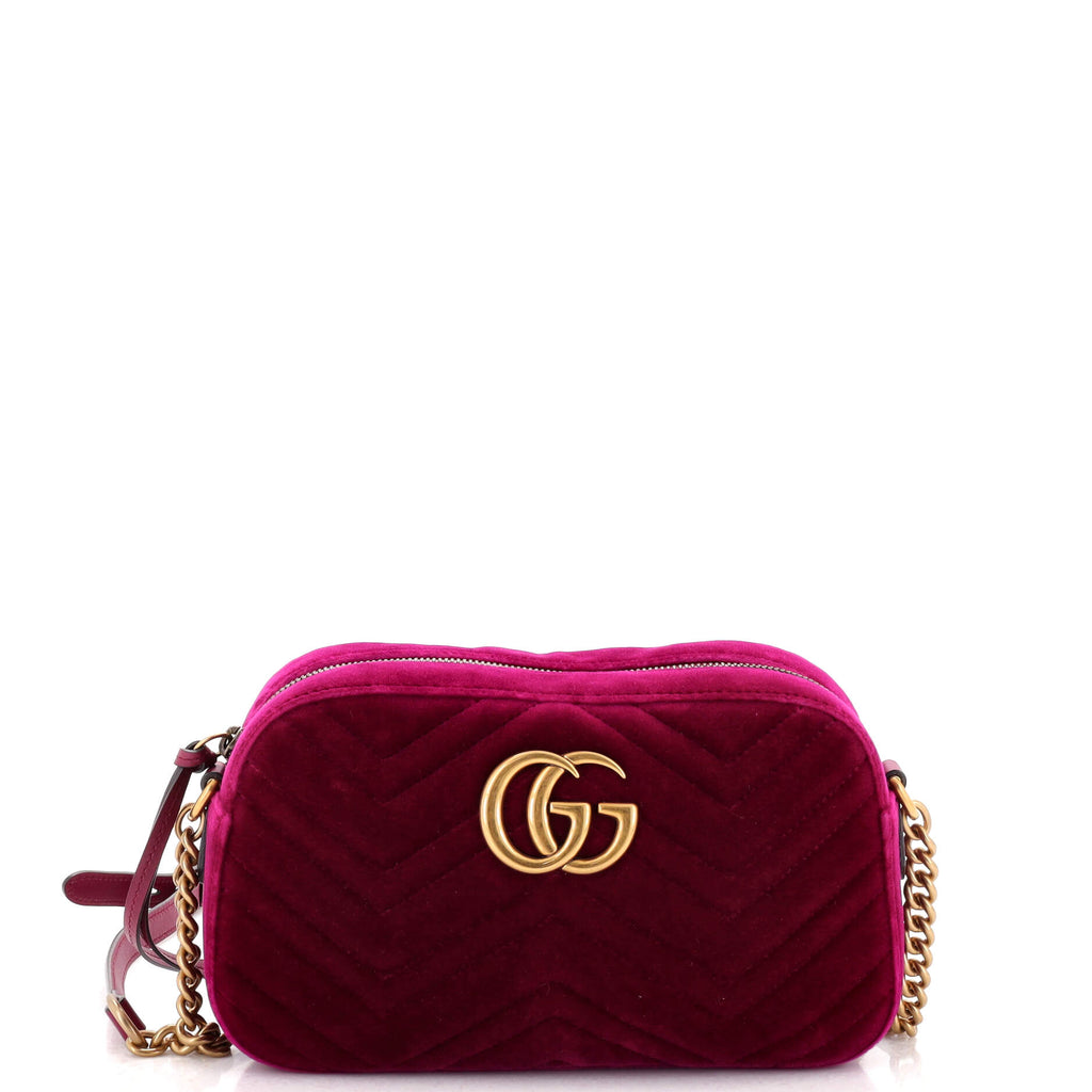 Gucci GG Marmont Velvet Camera Bag in Red