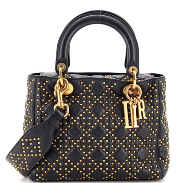 Christian Dior Supple Lady Dior Bag Cannage Studded Lambskin Medium