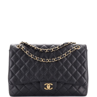 Chanel Classic Single Flap Bag Quilted Caviar Maxi