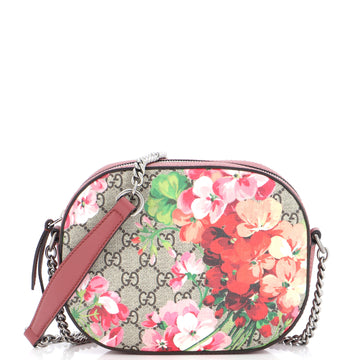 Gucci Chain Crossbody Bag Blooms Print GG Coated Canvas Mini