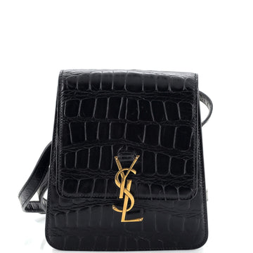Saint Laurent Kaia Flap Satchel Crocodile Embossed Leather North South