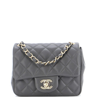 Chanel Square Classic Single Flap Bag Quilted Lambskin Mini