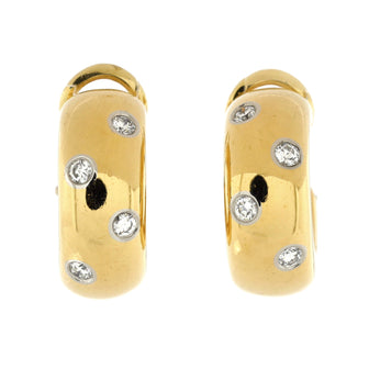 Tiffany & Co. Etoile Hoop Earrings 18K Yellow Gold with Platinum and Diamonds Wide
