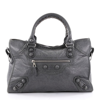 Balenciaga Part Time Covered Giant Brogues Handbag Gray 2359601