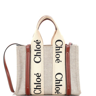 Chloe Woody Convertible Tote Canvas with Leather Small