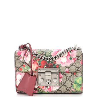 Gucci Padlock Shoulder Bag Blooms Print GG Coated Canvas Small