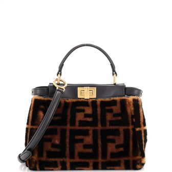 Fendi Peekaboo Bag Zucca Shearling Mini