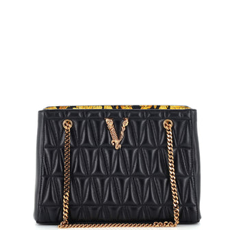 Versace Virtus Chain Tote Quilted Leather Small