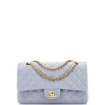 Chanel Vintage Reissue Chain Double Flap Bag Quilted Jersey Small