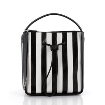 3.1 Phillip Lim Soleil Bucket Bag Striped Embossed Leather Small Black 2360401