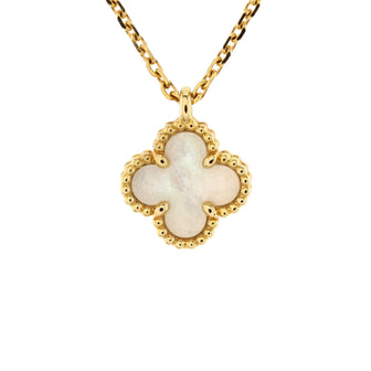 Van Cleef & Arpels Sweet Alhambra Pendant Necklace 18K Yellow Gold and Mother of Pearl