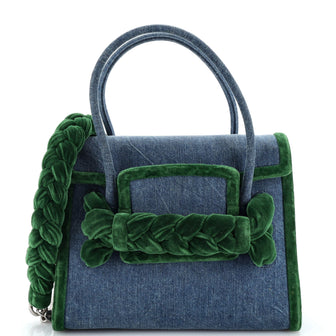 Miu Miu Braided Box Flap Bag Denim and Velvet Small Blue 2360791