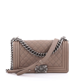 Chanel Boy Flap Bag Quilted Goatskin Old Medium Neutral