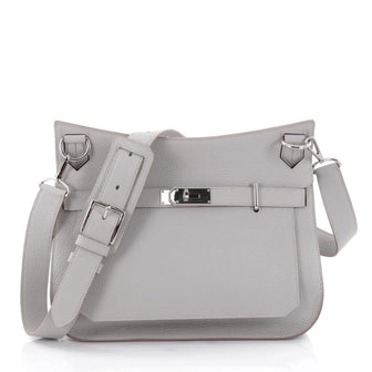 Hermes Jypsiere Handbag Clemence 34 Gray 2360907